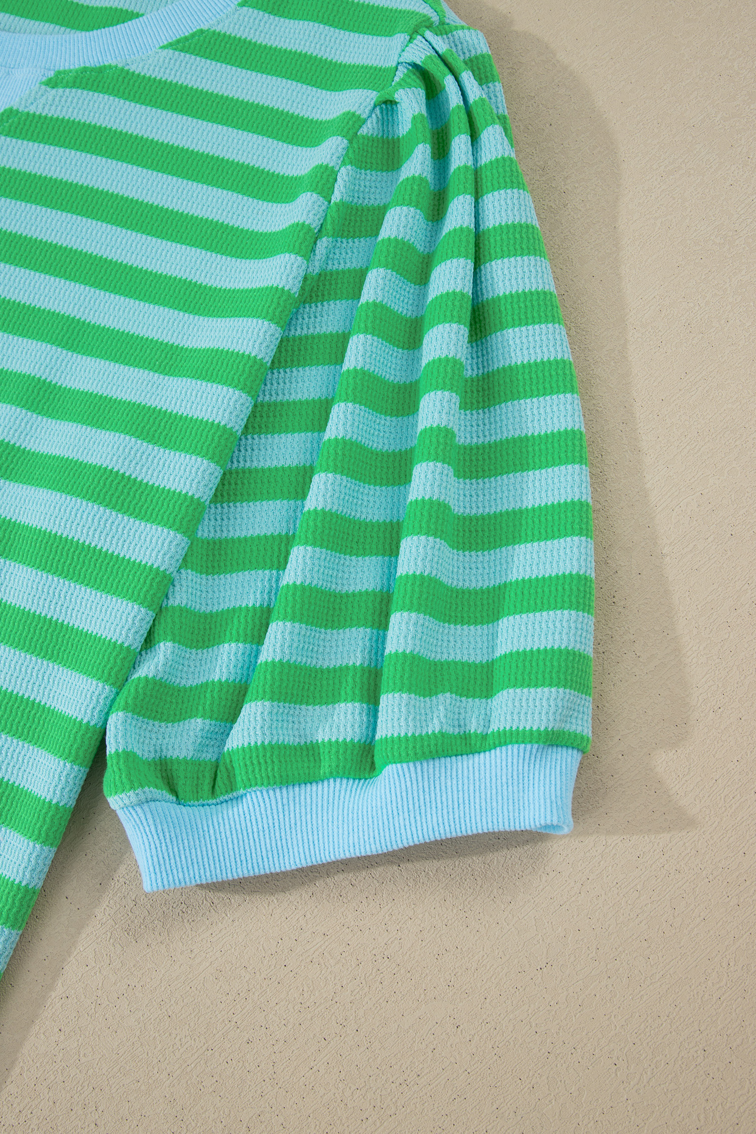 Summer Active Wear 2-Piece Set – Women's Green Striped Top and Drawstring Shorts for Daily Comfort - Detail View 21