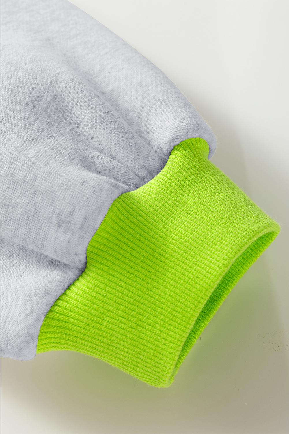 Women's Sweatshirt, Light Grey, Contrast Color, Banding, Patchwork, Puff Sleeve, Loose Fit, Casual, Daily Wear, Fall Fashion, Round Neck, Comfortable, Outdoor, Beach, Date Night, Back to School - Detail View 8