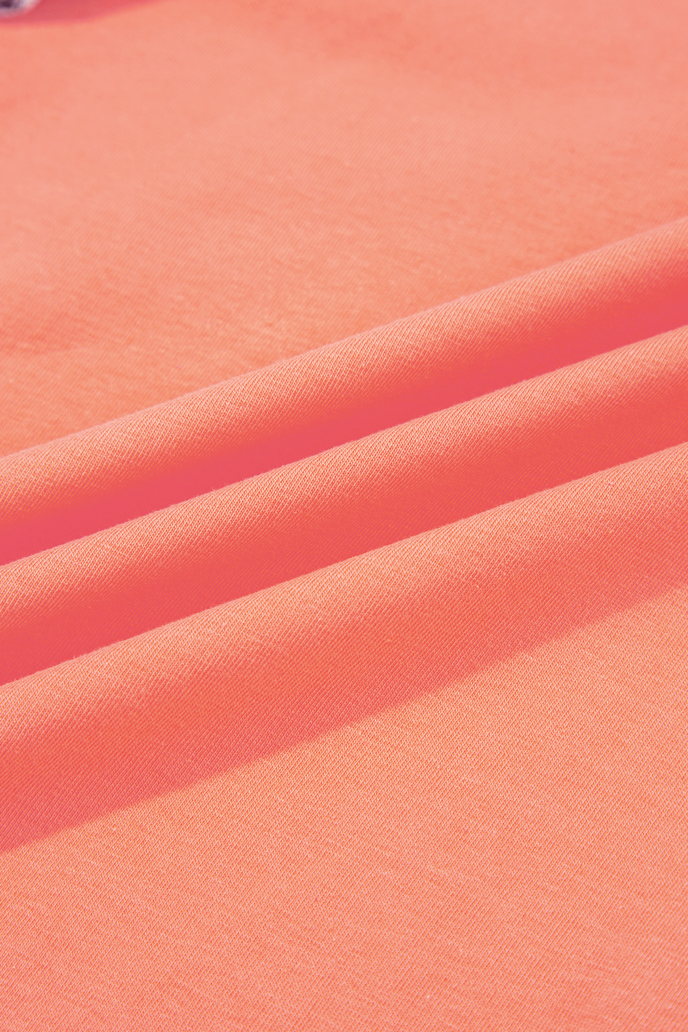 Casual Summer Top with Waffle Knit and Colorblock Design in Grapefruit Orange - Detail View 10
