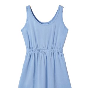 Women's Sky Blue Mineral Wash Tank Dress – Casual Sleeveless Shift Dress with Pockets