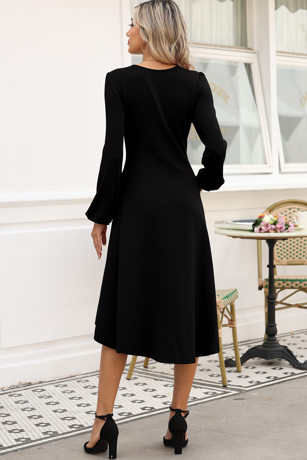 Stylish High Waist Black Dress for Daily Wear - Perfect for Any Occasion - Detail View 11