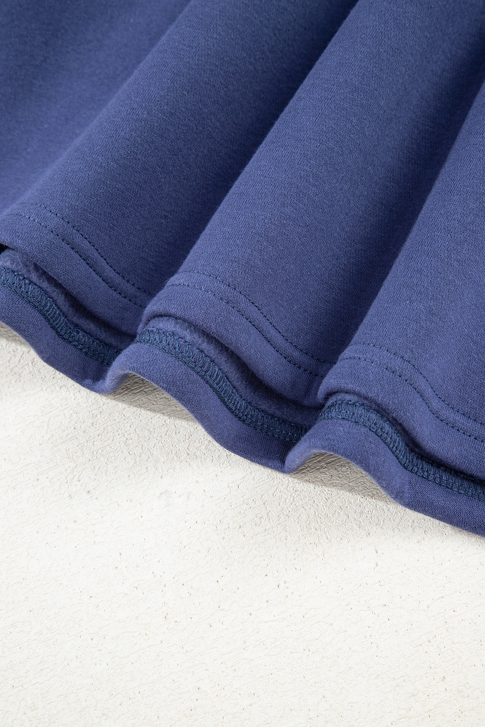 Women's Dirty Blue Fleece Lined Oversized Tunic Hoodie with Adjustable Drawstring - Detail View 13