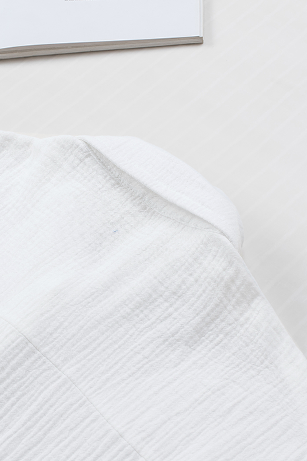 Casual Summer Oversized Shirt in White - 100% Cotton with Pocket Detail - Detail View 14
