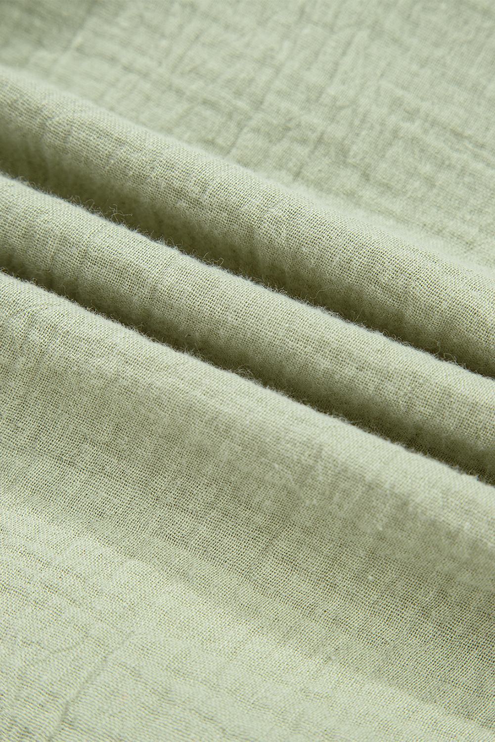 Women's Blouse, Meadow Mist Green, Bow Tie, Ruffle Trim, V Neck, Long Sleeve, Casual Style, Solid Color, Cotton & Linen Fabric, Daily Wear, Vacation Outfit, Outdoor Top, Southern Belle Style - Detail View 20