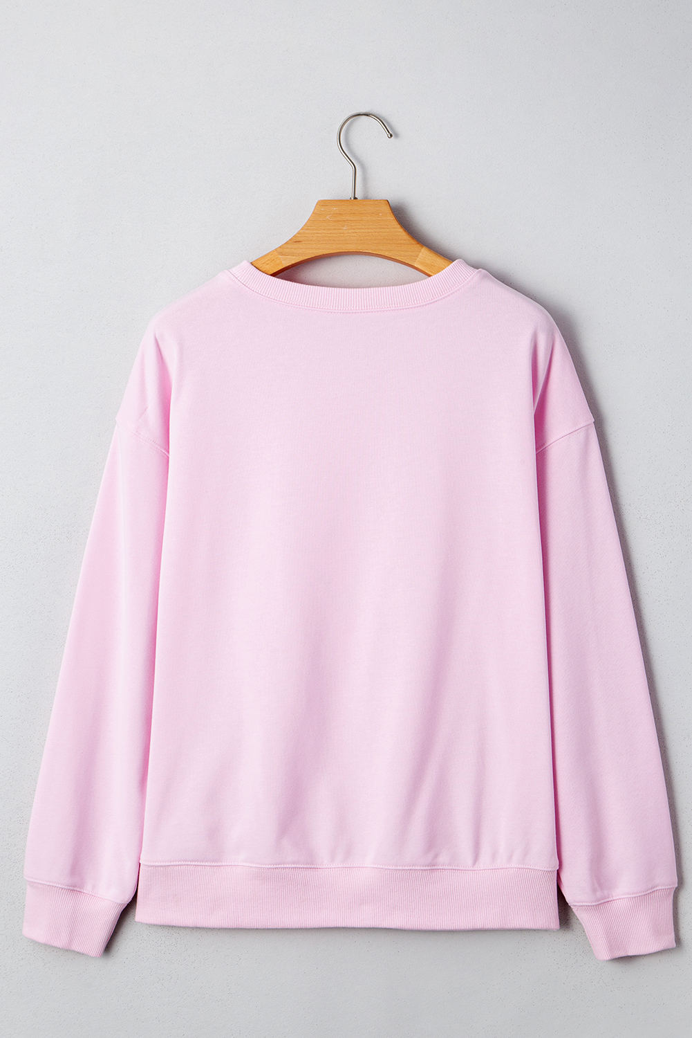 Trendy Pink Round Neck Long Sleeve Sweatshirt with GAME DAY Slogan - Detail View 2