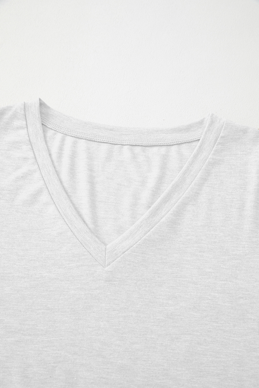Casual and Comfortable White V Neck Long Sleeve Top - Perfect for Fall & Autumn - Detail View 10