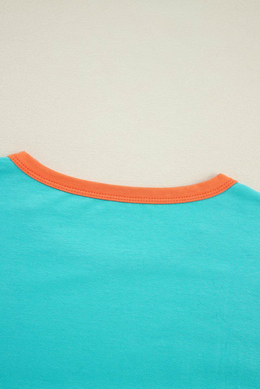 Trendy Light Blue Color Block Long Sleeve Top with Patchwork Design - Detail View 14