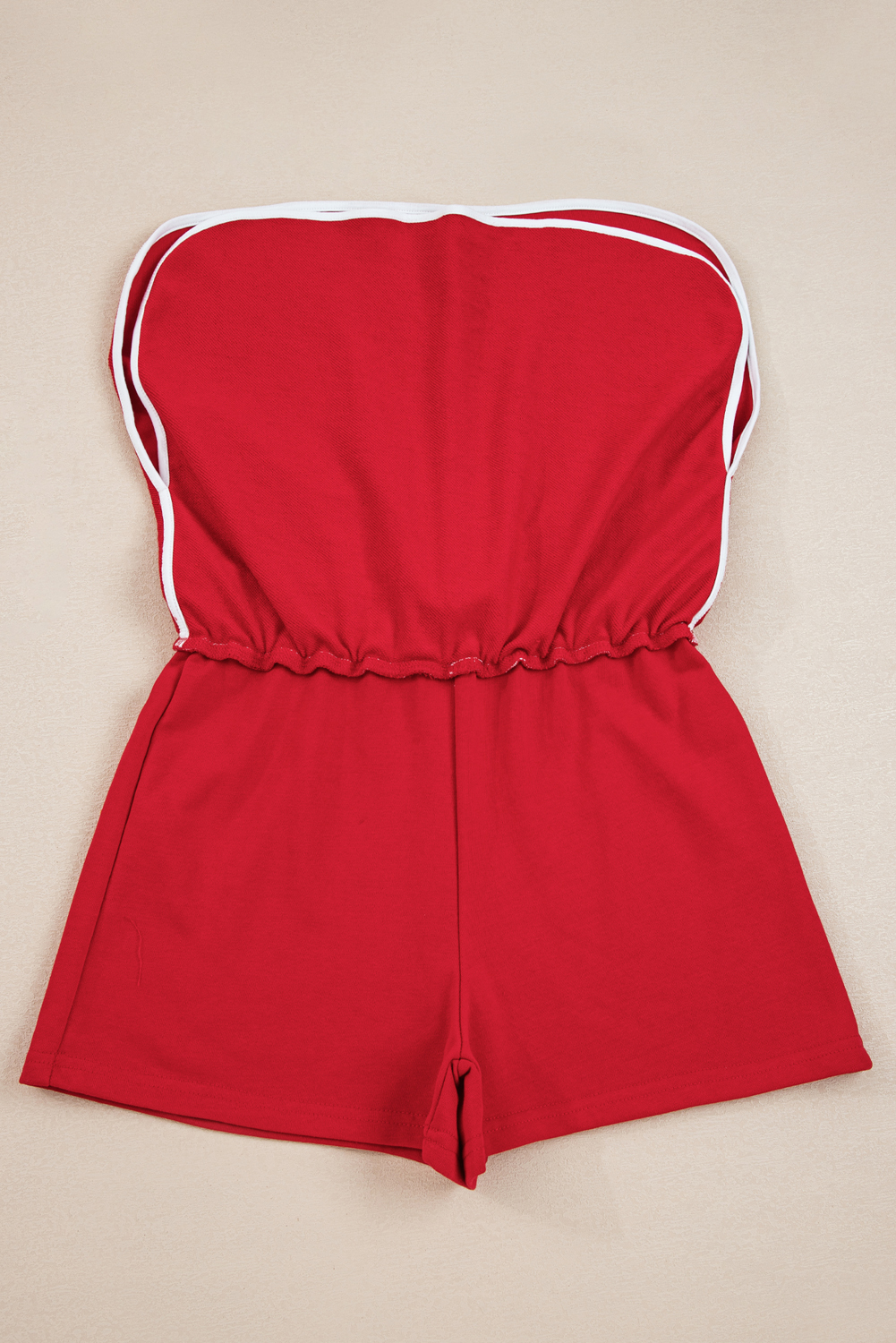 Women's Fiery Red Varsity Stripe Detail Drop Shoulder Pullover Mini Skirt Set - Detail View 5