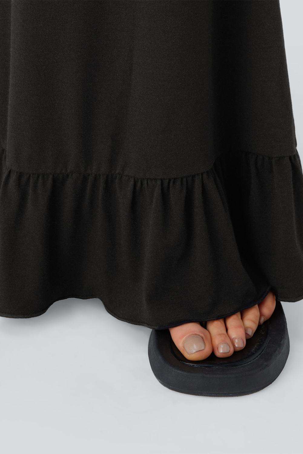 Women's Pants, Black Wide Leg, High Waist, Ruffled Design, Casual Style, Pull-On Trousers, Pockets, Solid Color, Comfortable Fit, Daily Wear, Fall Fashion, Versatile Bottoms - Detail View 8