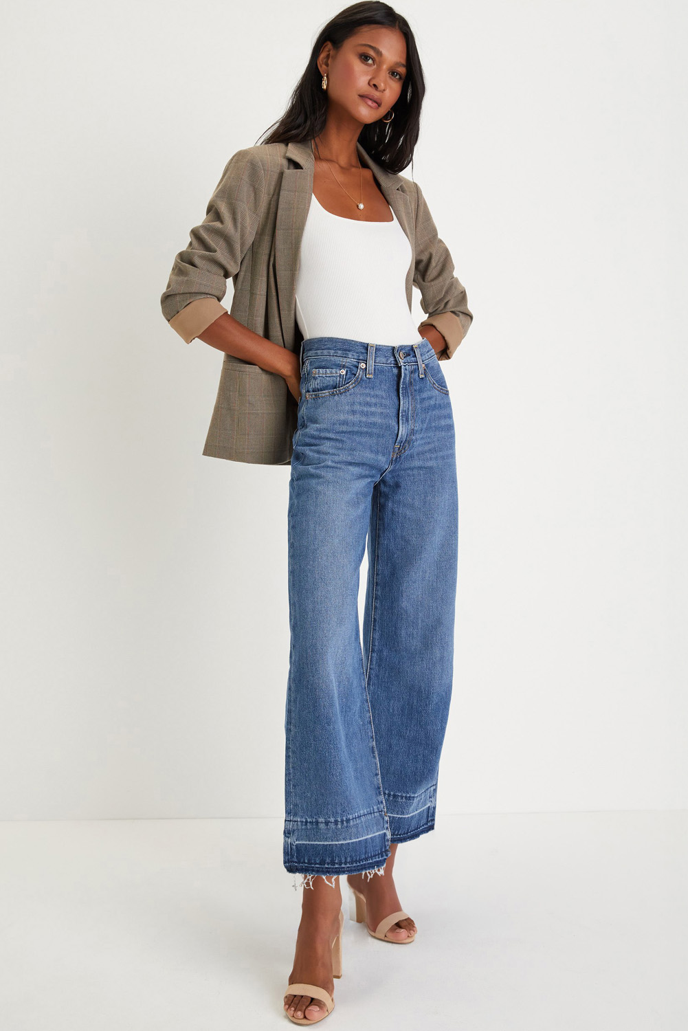 Stylish Loose Fit Straight Leg Jeans for Daily Wear - Sail Blue Color - Detail View 3