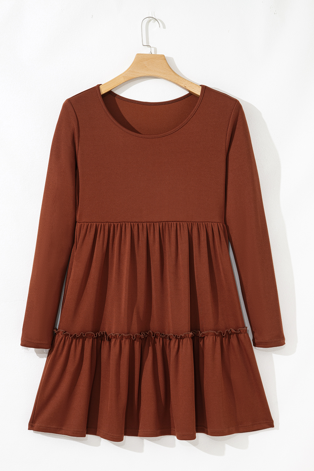 Stylish Casual Mini Dress with Frilled Trim and High Waist - Perfect for Fall - Detail View 10