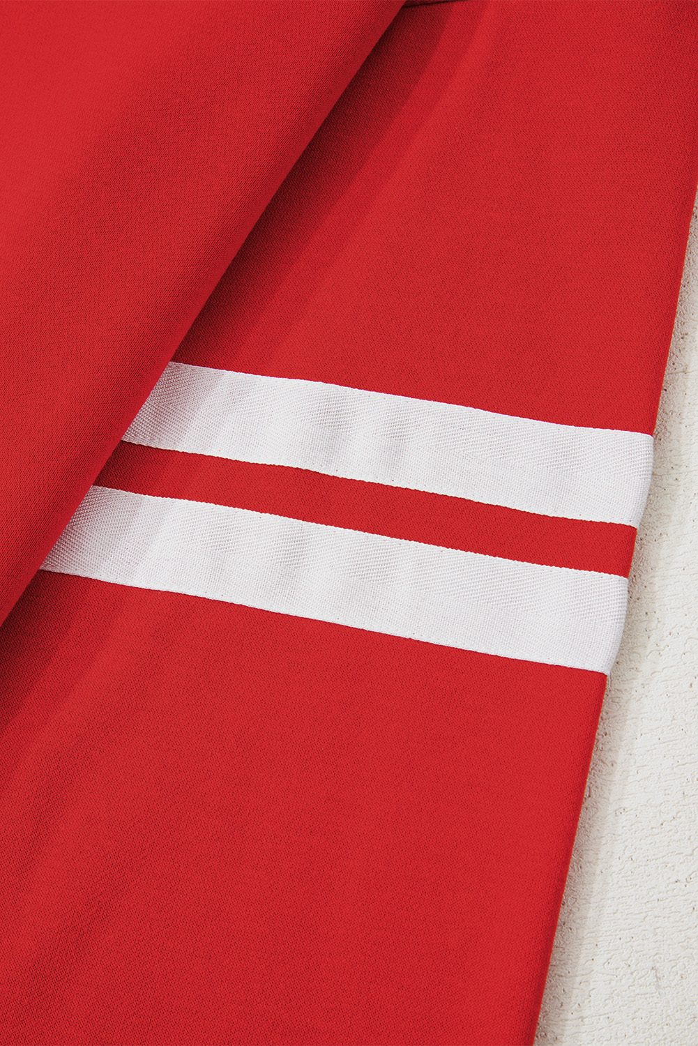 Fiery Red Oversized Varsity Sweatshirt with Glitter Trim and GAME DAY Letter Graphic - Detail View 5