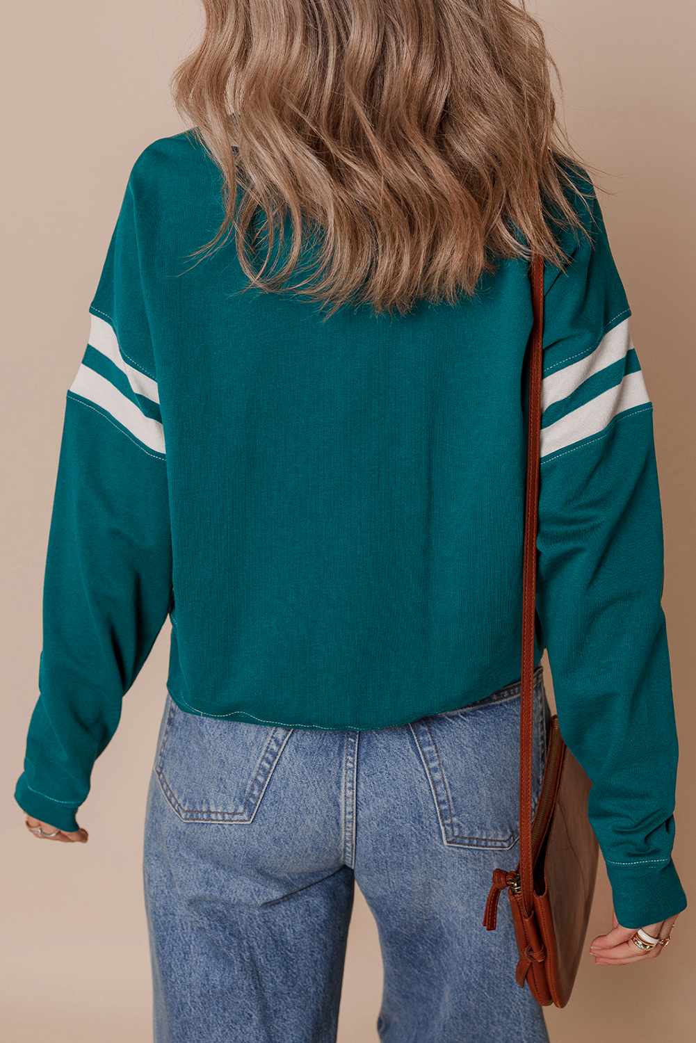 Casual Long Sleeve Round Neck Pullover - Relaxed Fit for Effortless Style - Detail View 3