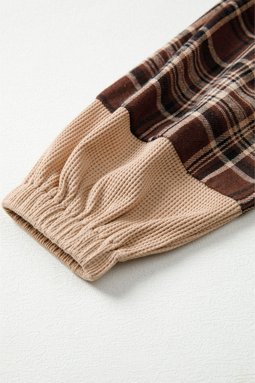 Stylish Brown Plaid Hooded Blouse - Perfect for Fall & Autumn Daily Outfits - Detail View 10