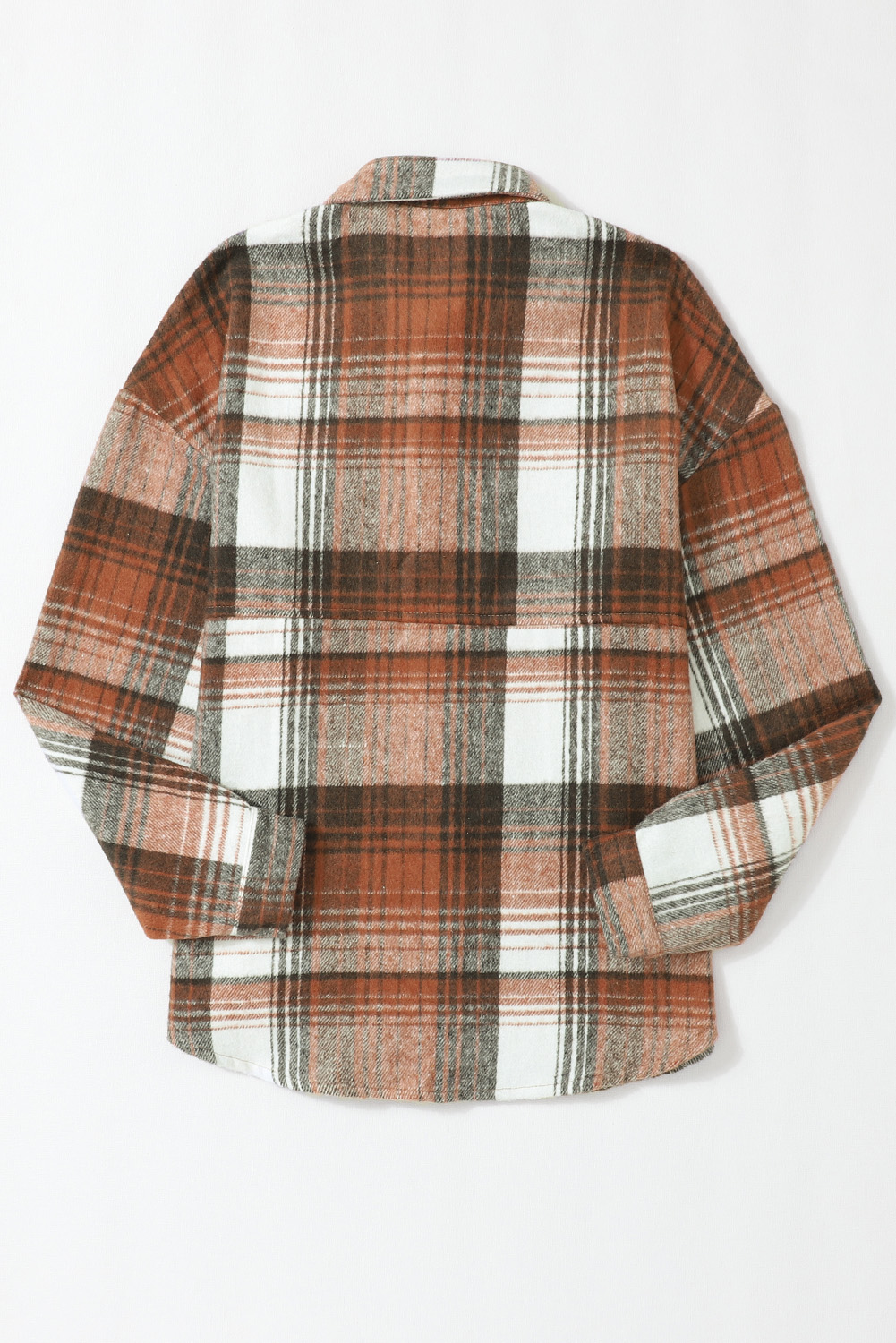 Versatile Brown Plaid Button-Up Shacket - Perfect for Autumn Fashion - Detail View 11