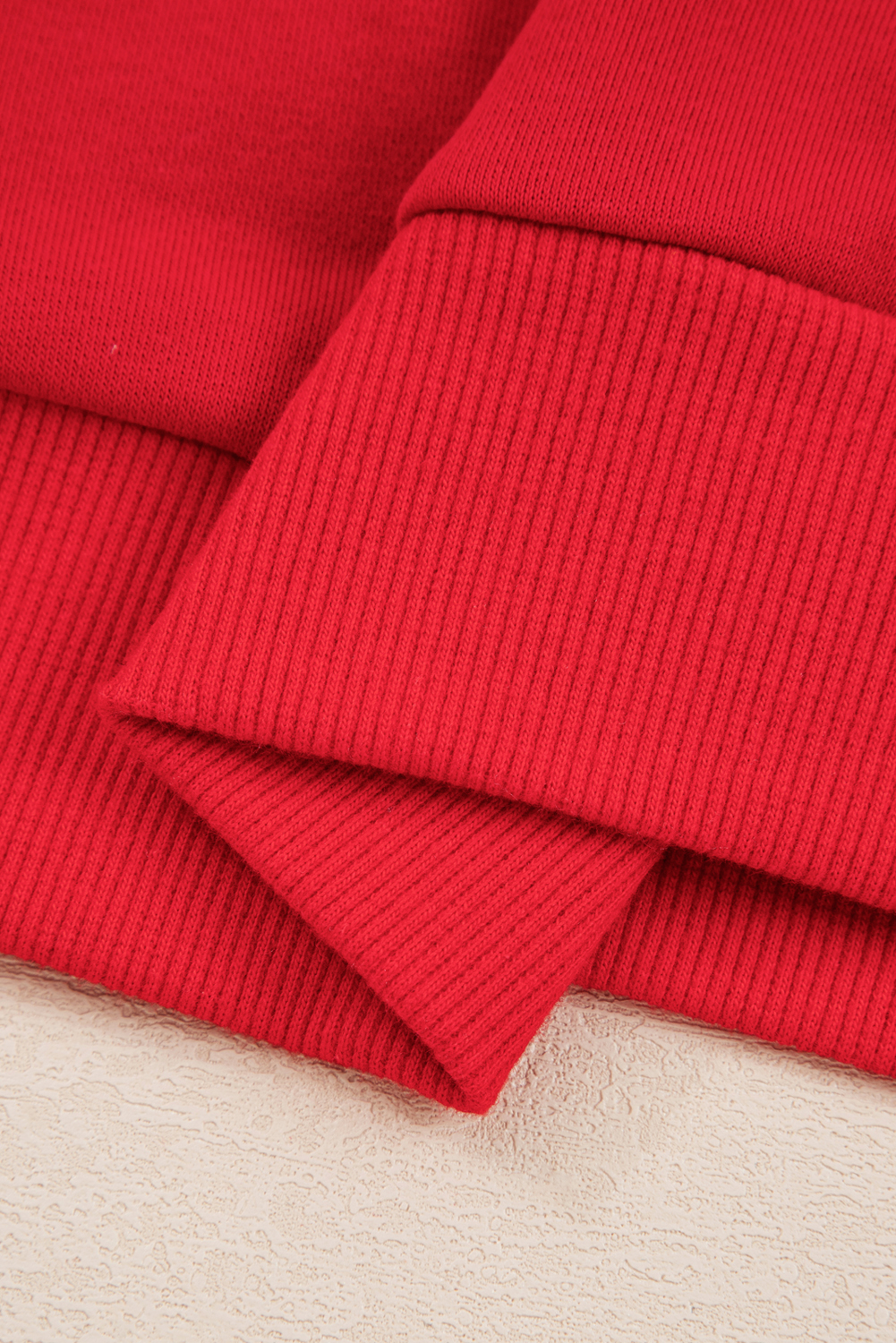 Women's Fiery Red Varsity Stripe Detail Drop Shoulder Pullover Mini Skirt Set - Detail View 9