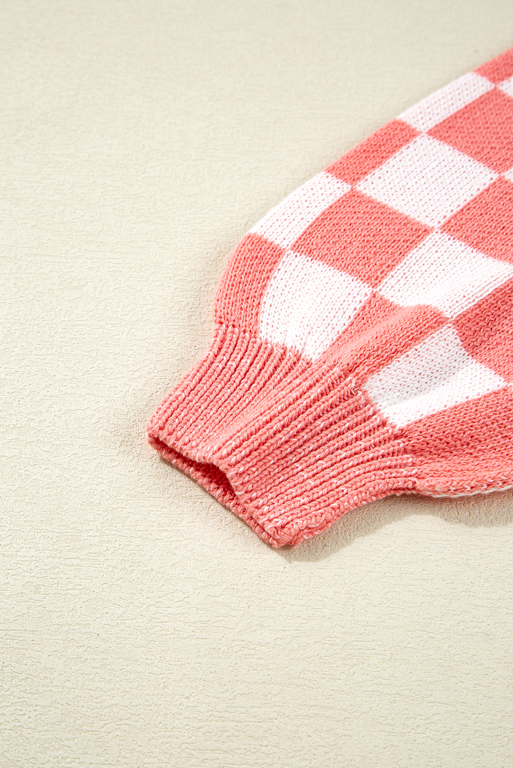Women's Sweater, Pink Candycane, Snowflake Pattern, Checker Design, Drop Shoulder, Long Sleeve, Casual Tunic, Christmas Holiday, Colorblock, Round Neck, Stylish Fall Fashion, Daily Wear, Plaid Floral Pattern - Detail View 8