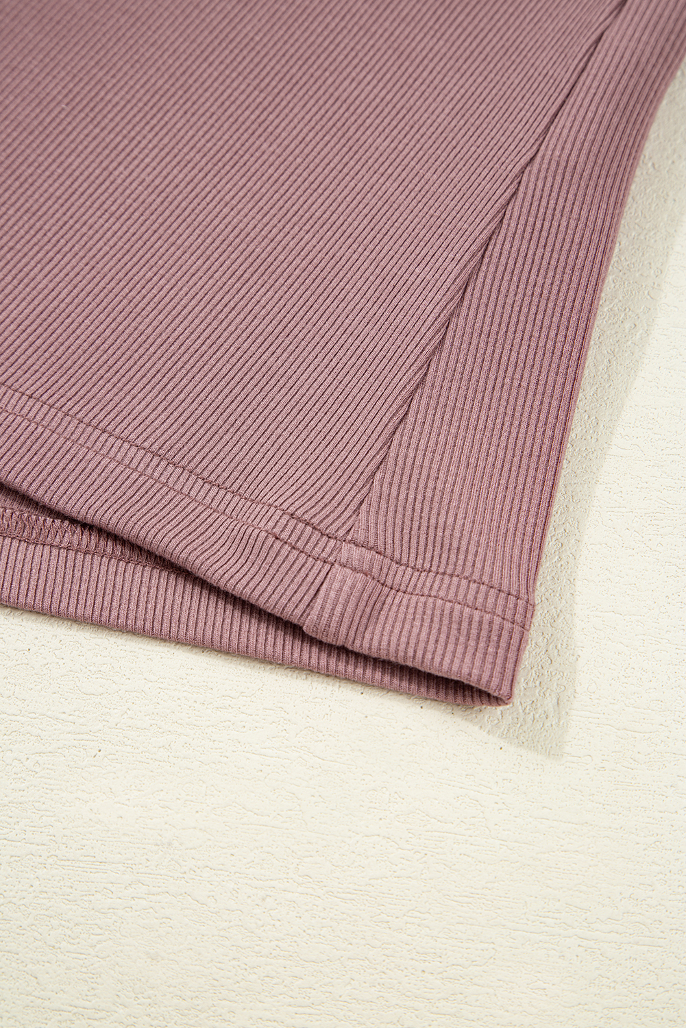 Women's Top, Old Rose, Gathered Bust, Square Neck, Long Sleeve, Ribbed Fabric, Casual Style, Solid Color, Daily Wear, Beachwear, Vacation Outfit, Outdoor Fashion, Date Night, Back to School, Autumn Fashion - Detail View 12