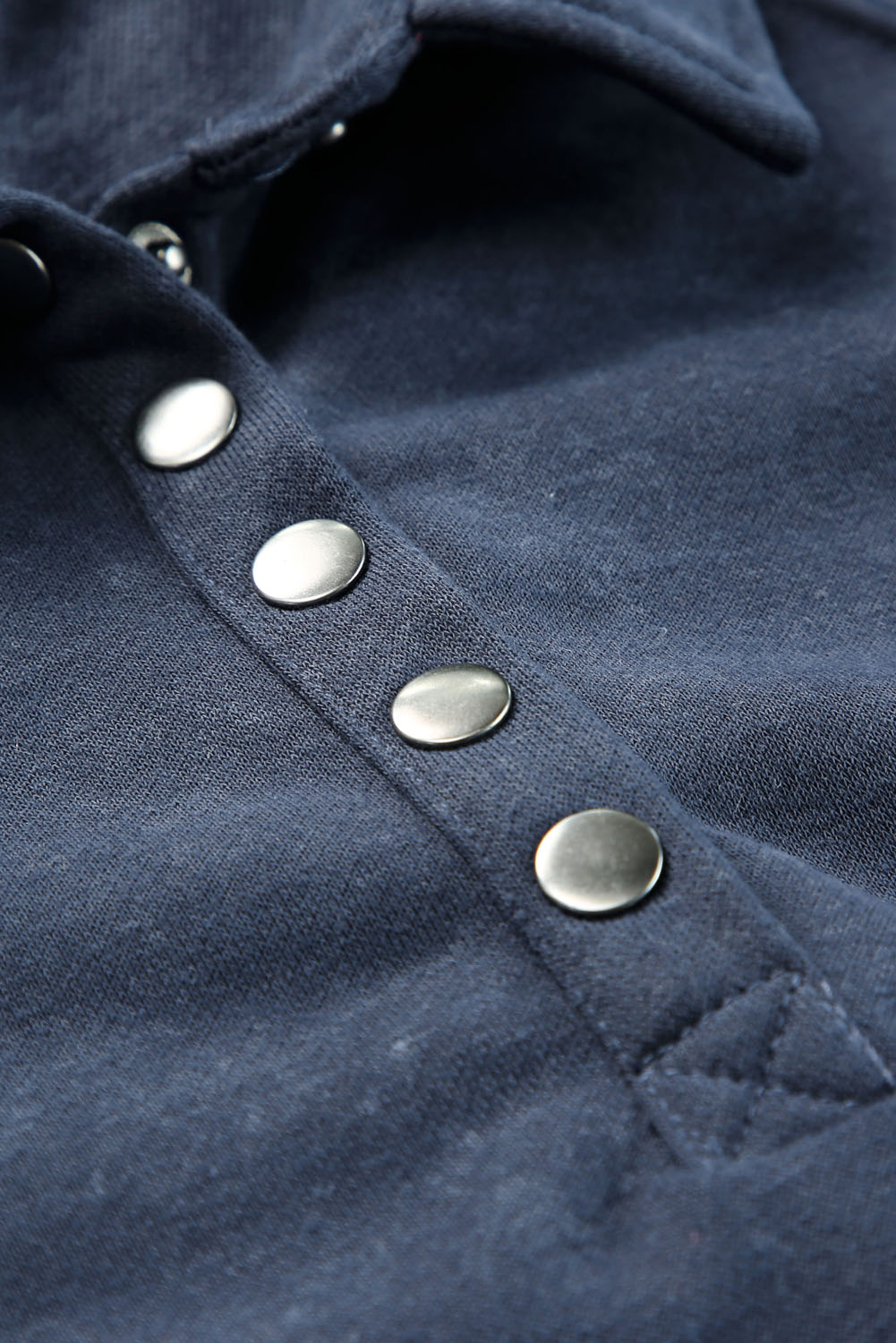 Casual Full Sleeve Blue Sweatshirt with Turn-Down Collar - Perfect for Autumn & Spring - Detail View 10