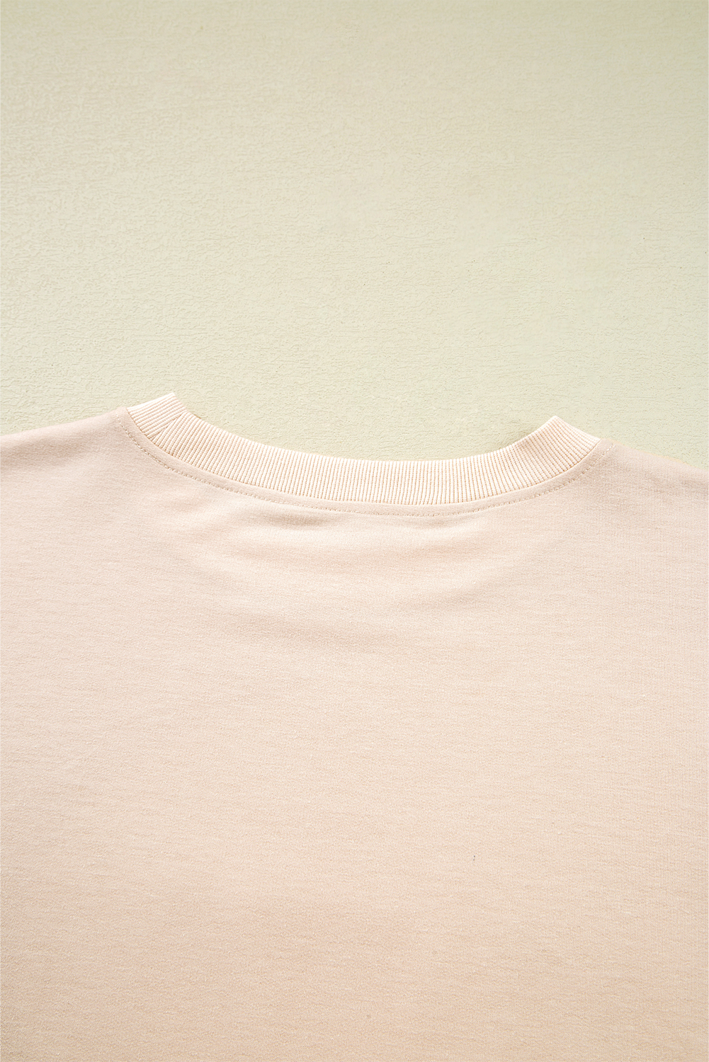Beige Top, Casual Wear, Drop Shoulder, Long Sleeve, Flower Patch, Floral Decoration, Round Neck, Shift Silhouette, Fall Fashion, Daily Occasion, Vacation Top, Beachwear, Outdoor Activities, Back to School Style - Detail View 12