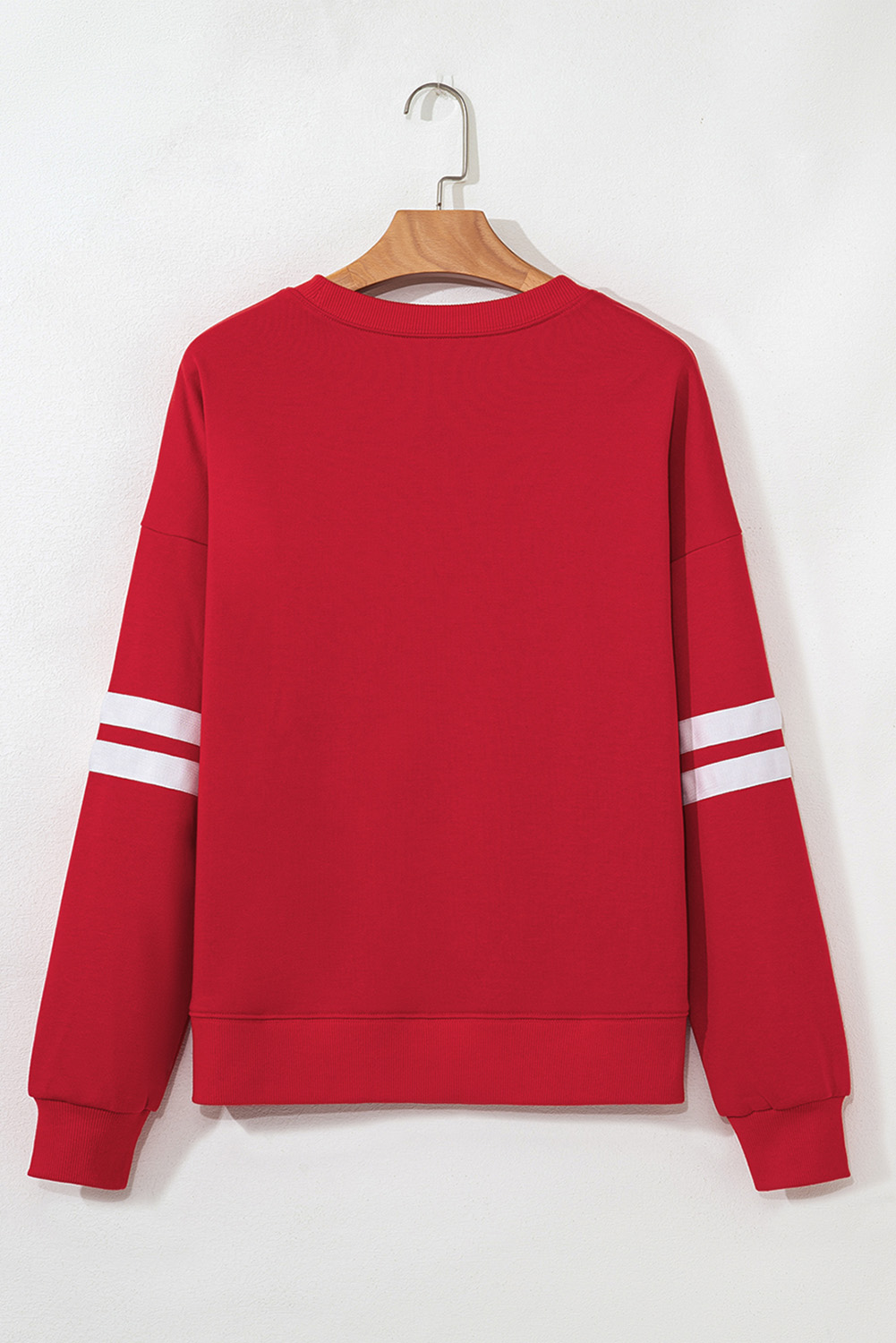 Stylish Drop Shoulder Varsity Sweatshirt - Perfect for Fall & Game Day - Detail View 3