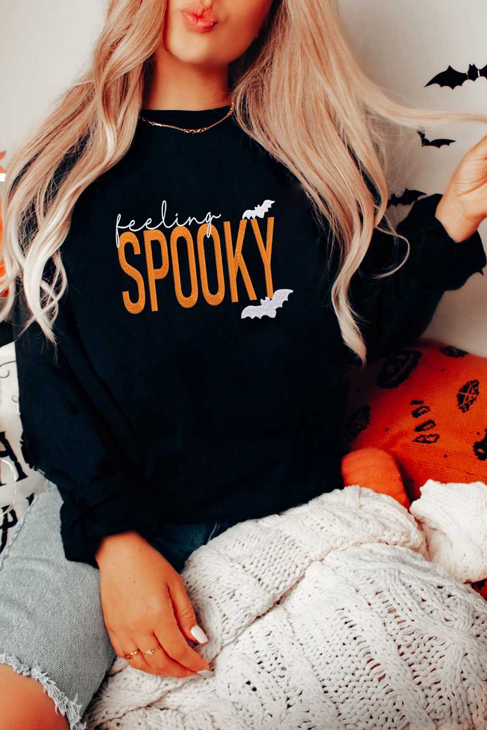 Cozy and Stylish Women's Fall Sweatshirt - Perfect for Halloween Celebrations - Detail View 3