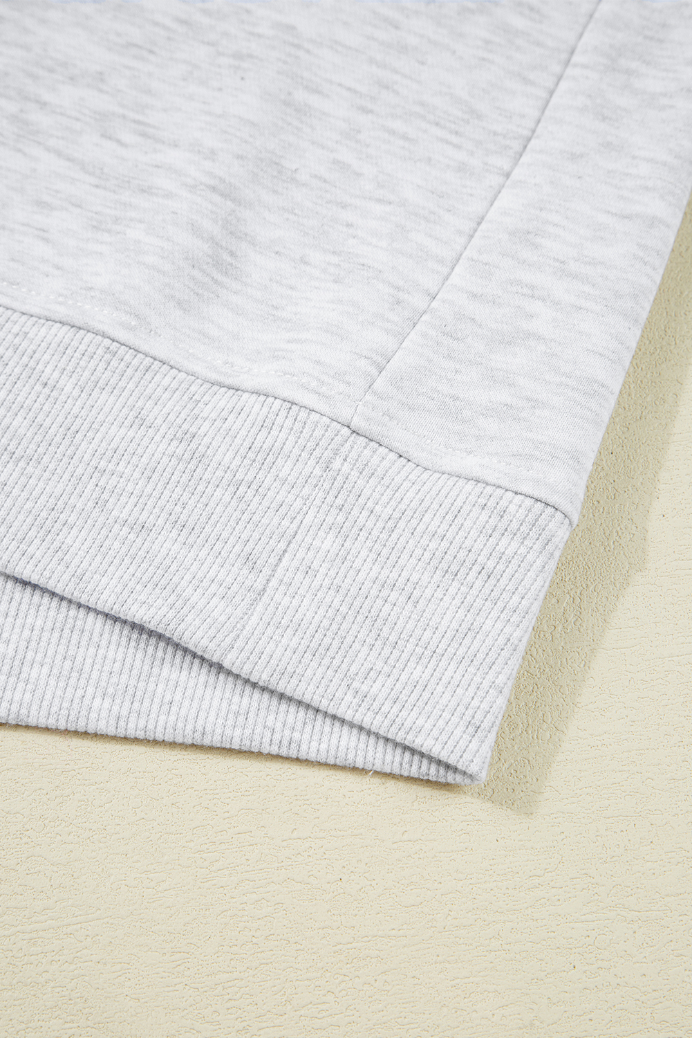 Feminine Light Grey Sweatshirt with Lace Patchwork and Raglan Sleeves - Detail View 10