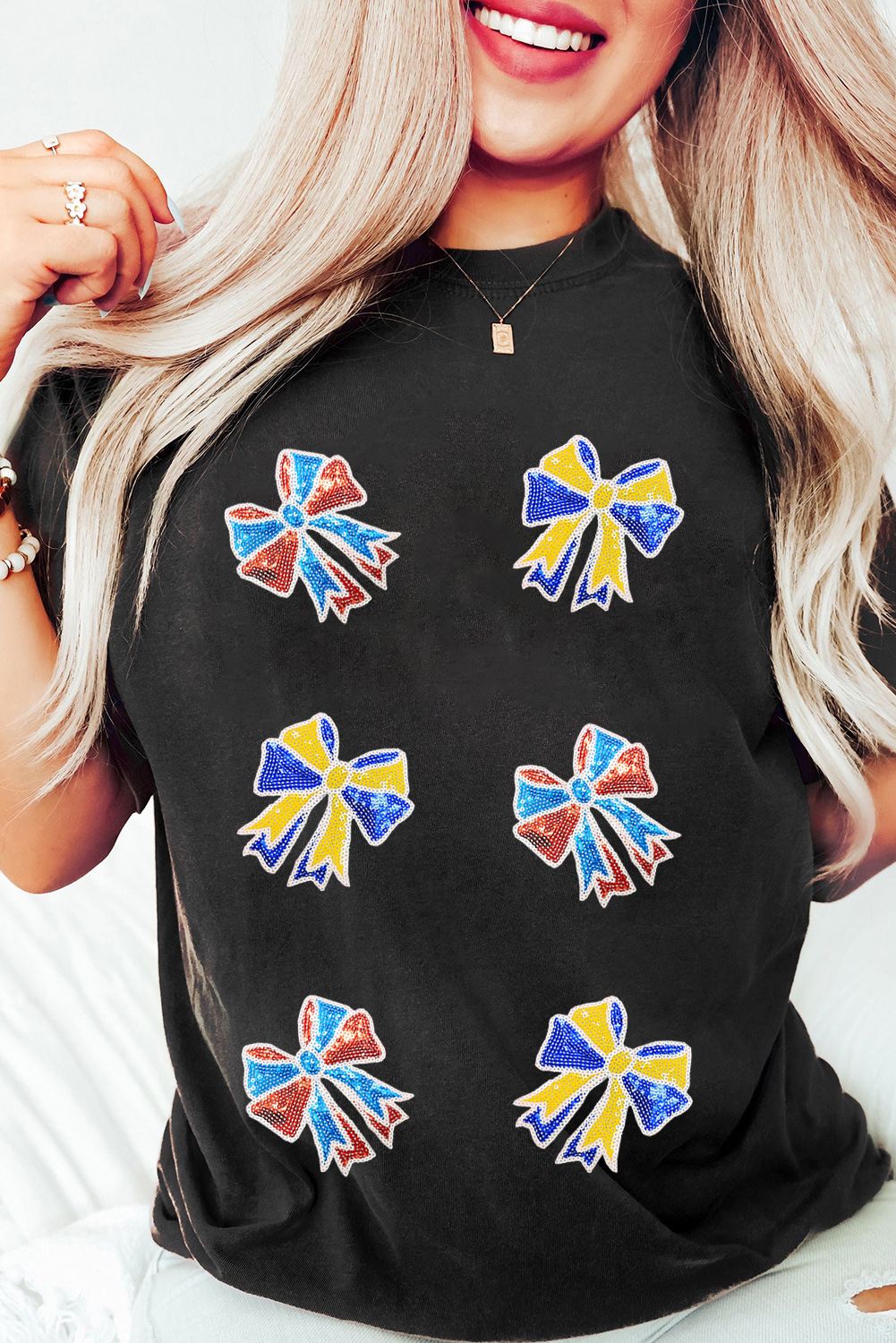 Casual Summer Tee with Short Sleeves and Eye-Catching Sequin Details - Detail View 7