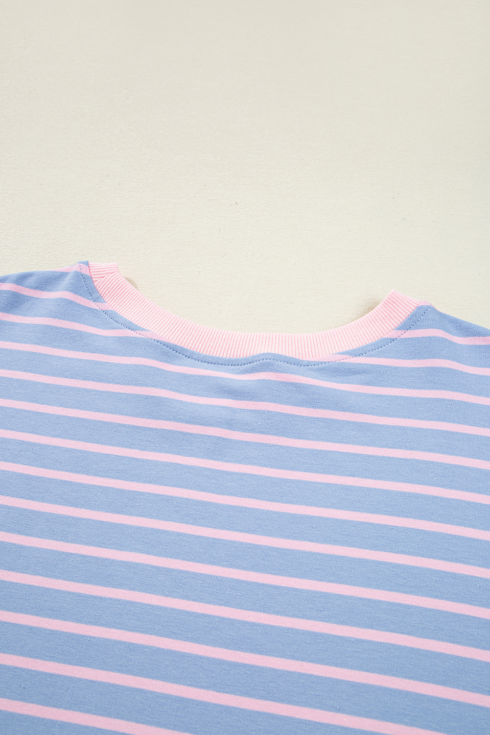 Fashionable Oversized Long Sleeve Top with Striped Pattern - Sky Blue - Detail View 10