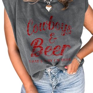 Sleet Cowboy & Beer Graphic Mineral Wash Tank Top – Western Style for Casual Summer Days