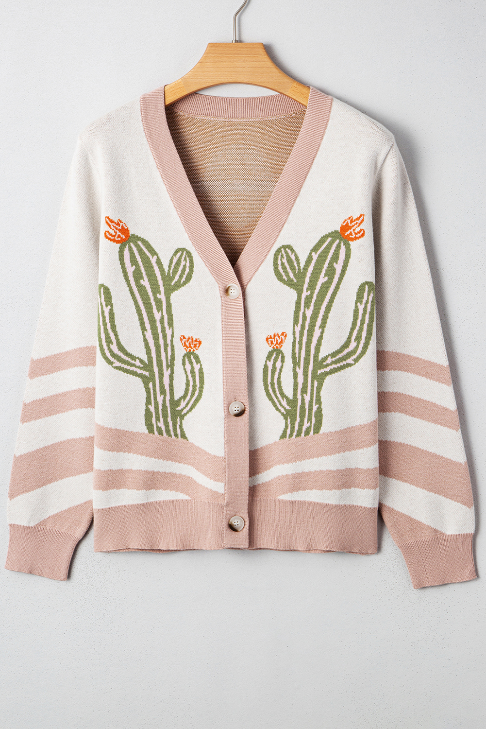 Cozy Apricot Buttoned Front Sweater - Ideal for Magic Las Vegas Shows and Casual Outings - Detail View 3