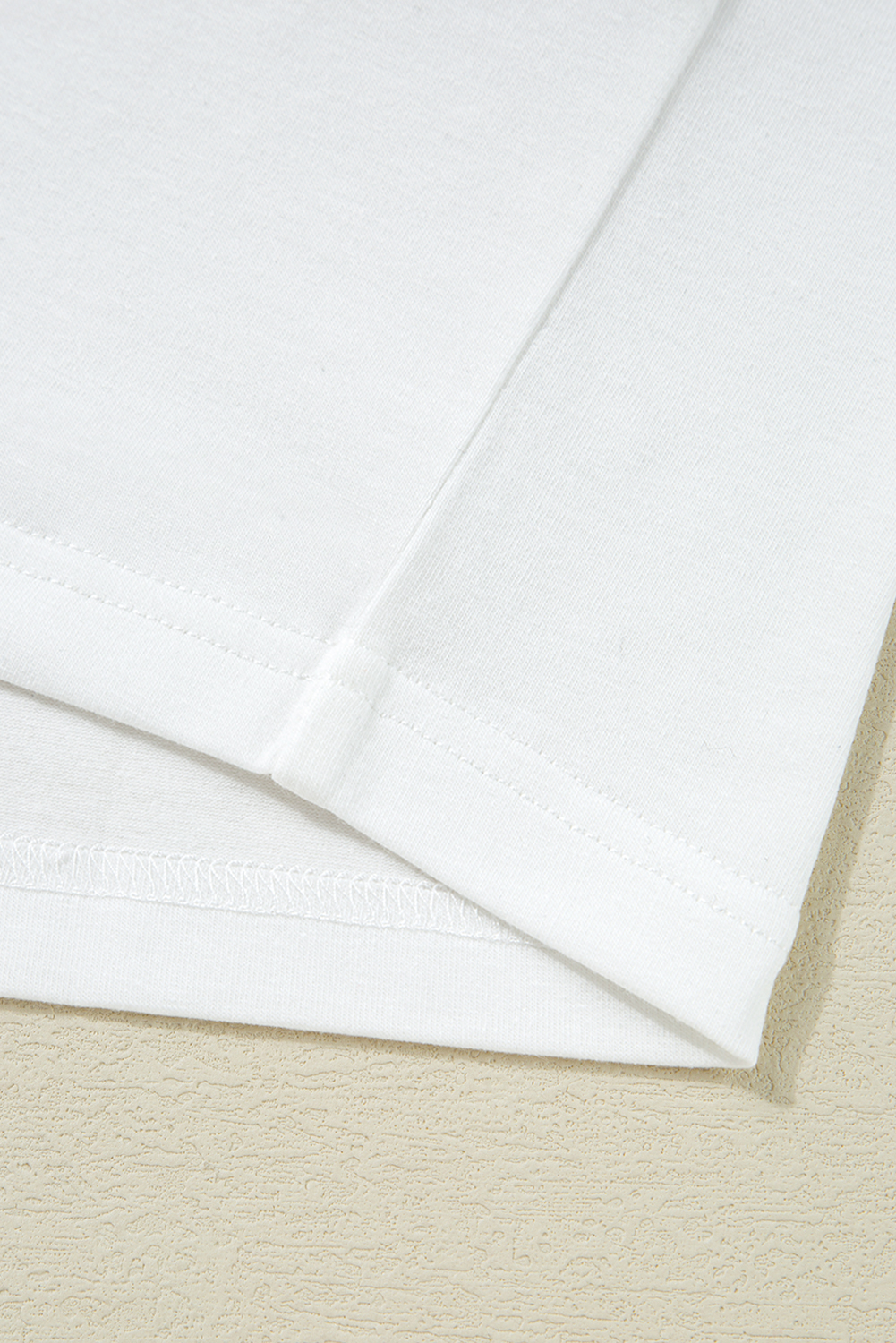 Casual Round Neck Long Sleeve T-Shirt with Drop Shoulder Design in White - Detail View 11
