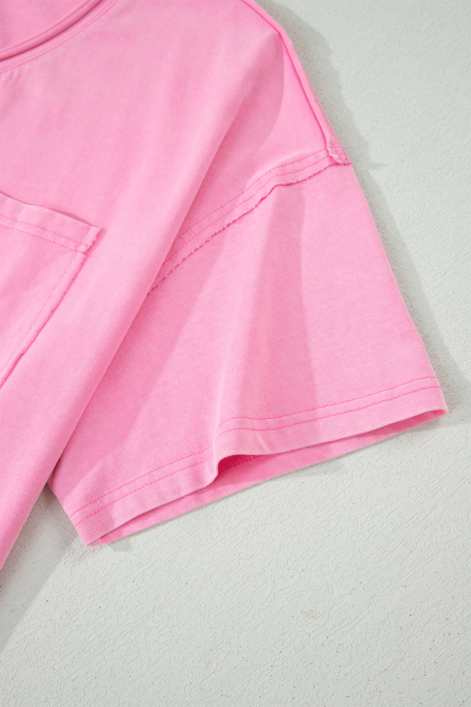 Sachet Pink Plus Size Cotton V-Neck T-Shirt for Women – Soft Short Sleeve Washed Tee, Ideal Summer Gift - Detail View 14