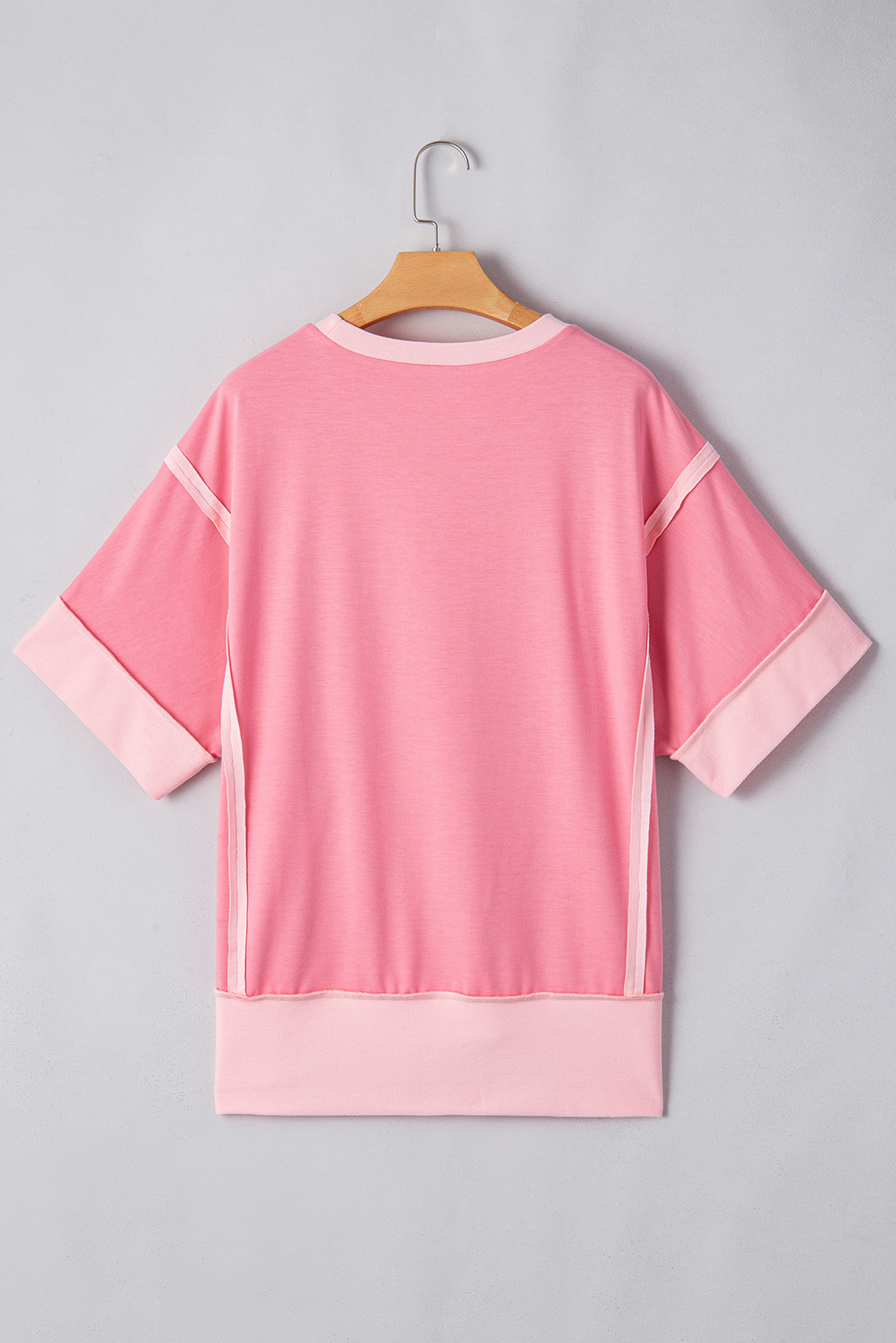 Women's Peach Blossom GAME DAY Graphic Tee - Casual Raw Seam Color Block Design - Detail View 9