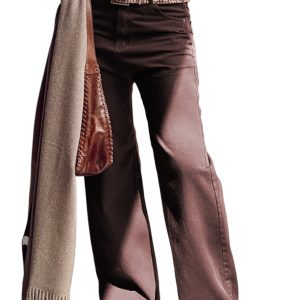 Women's High Waist Coffee Loose Straight Jeans - Comfortable and Stylish - Main View