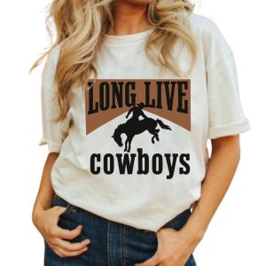 Women's White 'LONG LIVE Cowboys' Western Graphic Loose Tee - Main View