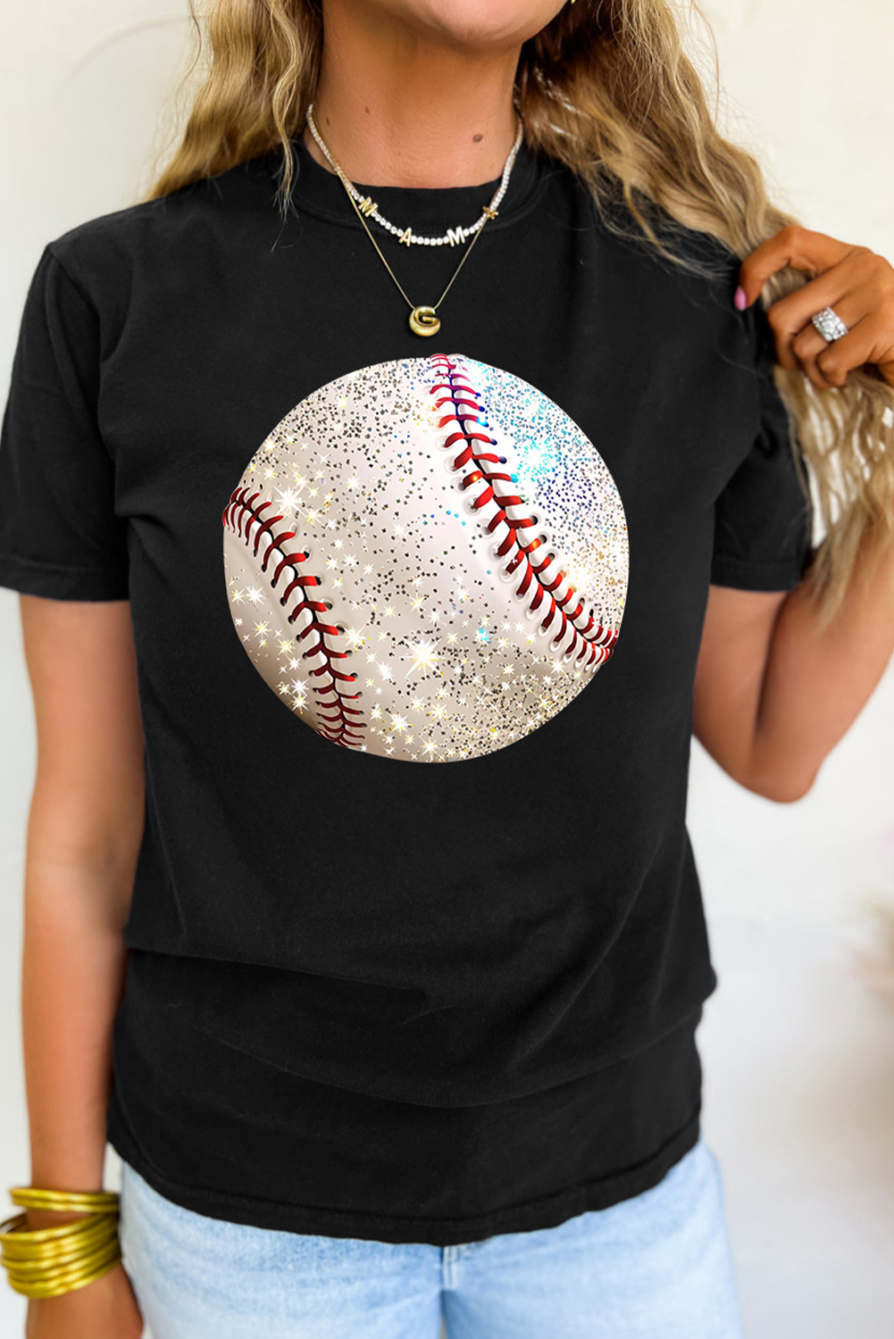 Comfortable Women's Short Sleeve Baseball Graphic Tee - Perfect for Game Day - Detail View 7