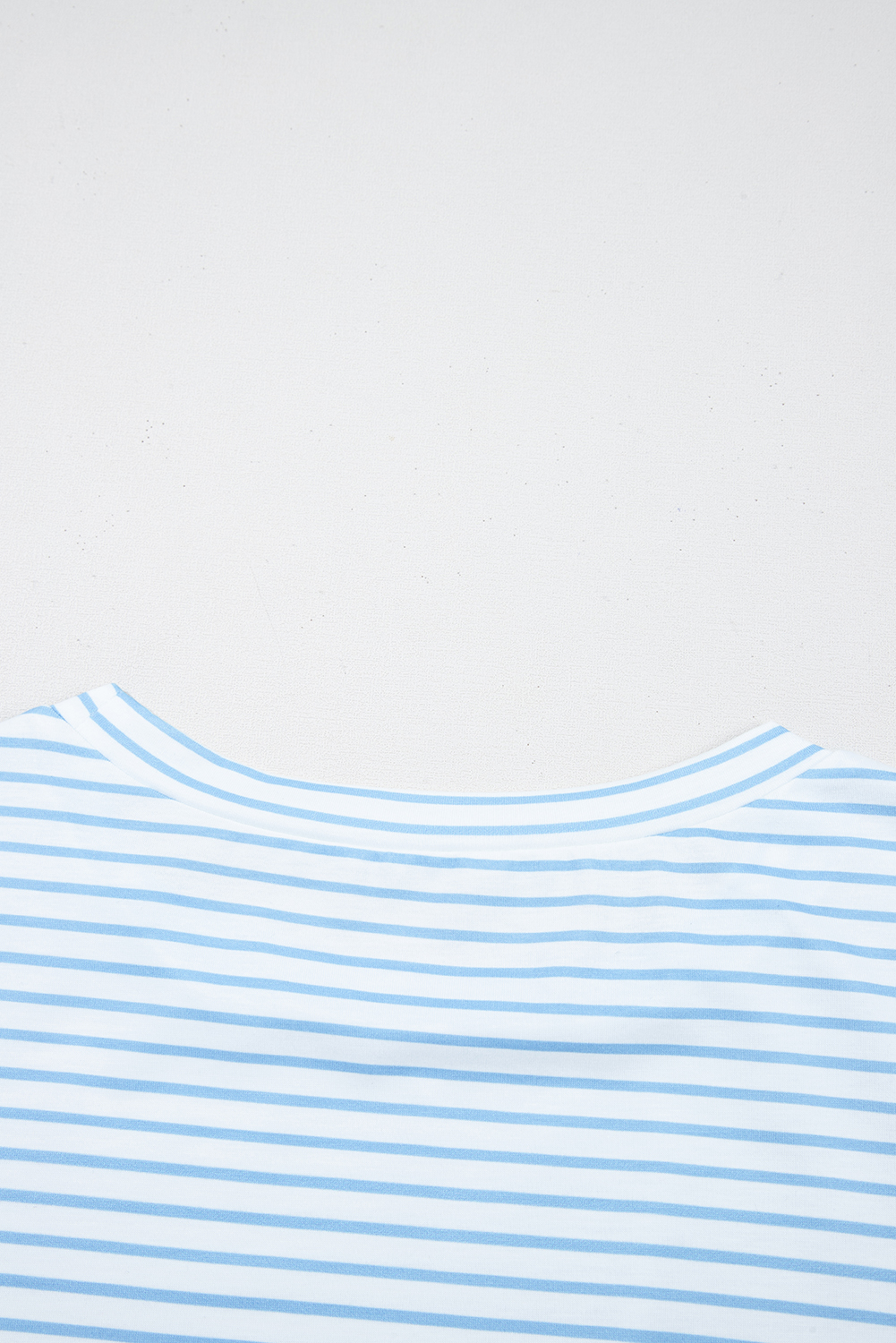 Versatile Casual Women's Top - Sky Blue Stripe and Floral Print for Summer - Detail View 7