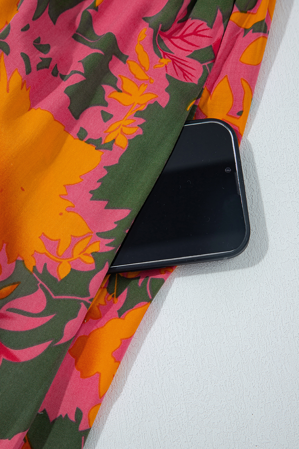 Romantic Floral Print Long Dress - Puff Sleeves and Ruffled Hem for a Feminine Look - Detail View 14