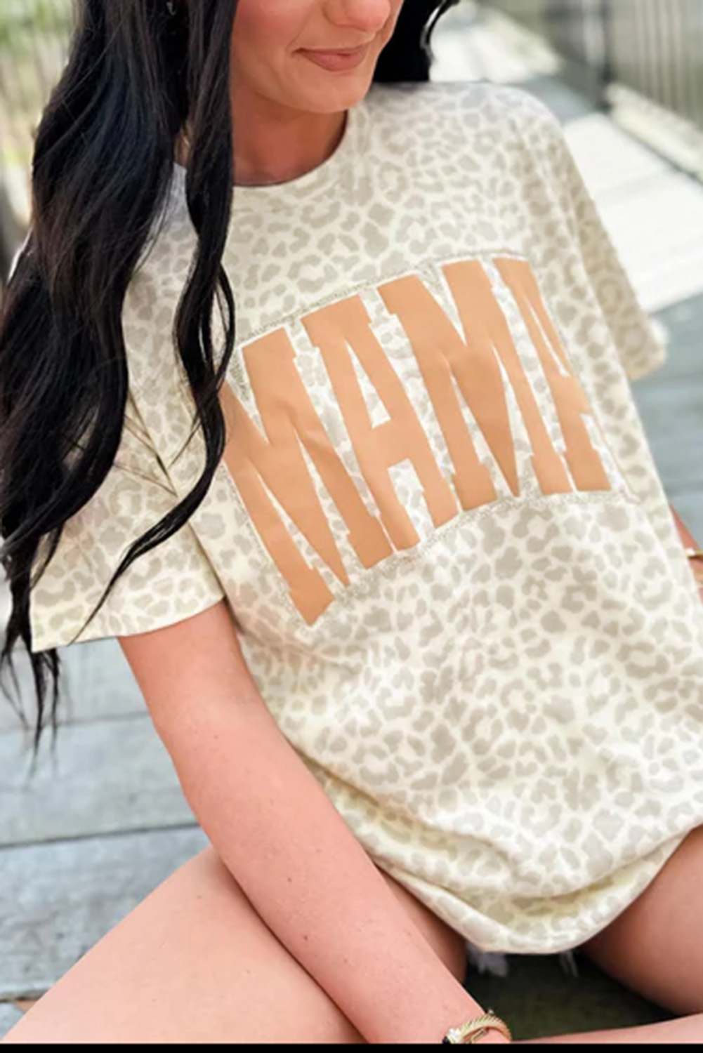 Stylish Leopard Print MAMA Tee - Perfect for Summer Outings and Lounging - Detail View 10