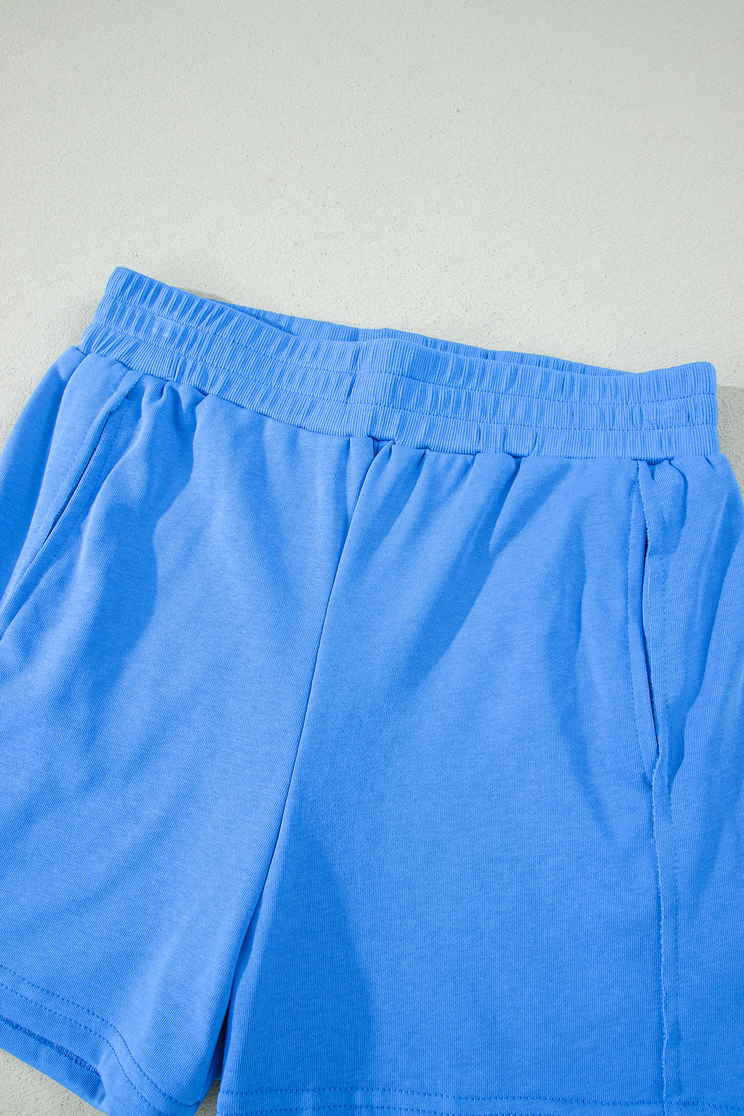 Chic Sky Blue Women's Two Piece Set – Slim Fit Tank and High Waisted Cotton Blend Shorts - Detail View 12