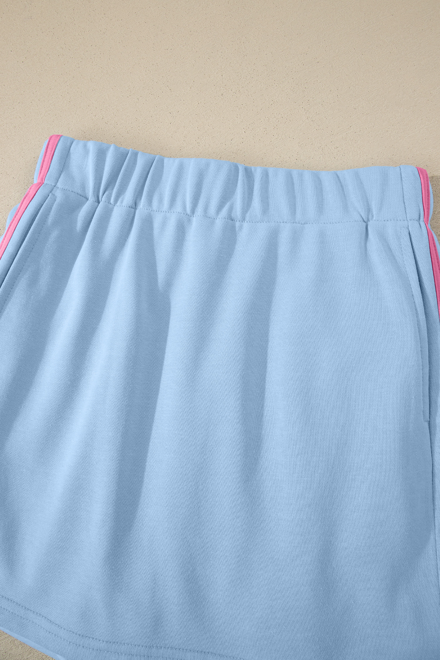 Trendy Women's 2-Piece Skort Set – Sky Blue Patchwork Pullover & High Waist Mini Skort for Athleisure Style - Detail View 9