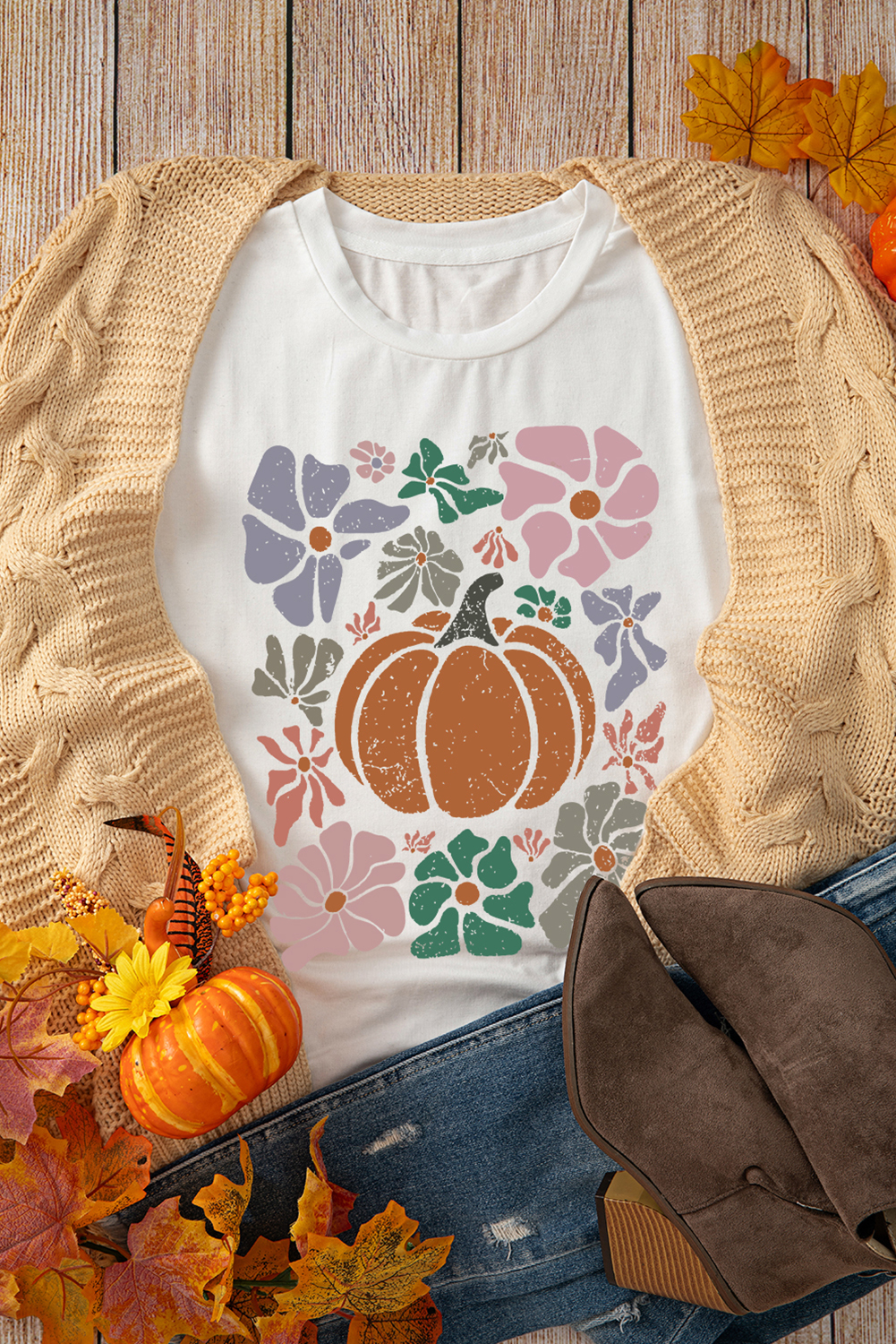 Comfortable Loose Fit Round Neck T-Shirt with Distressed Design for Women - Detail View 3
