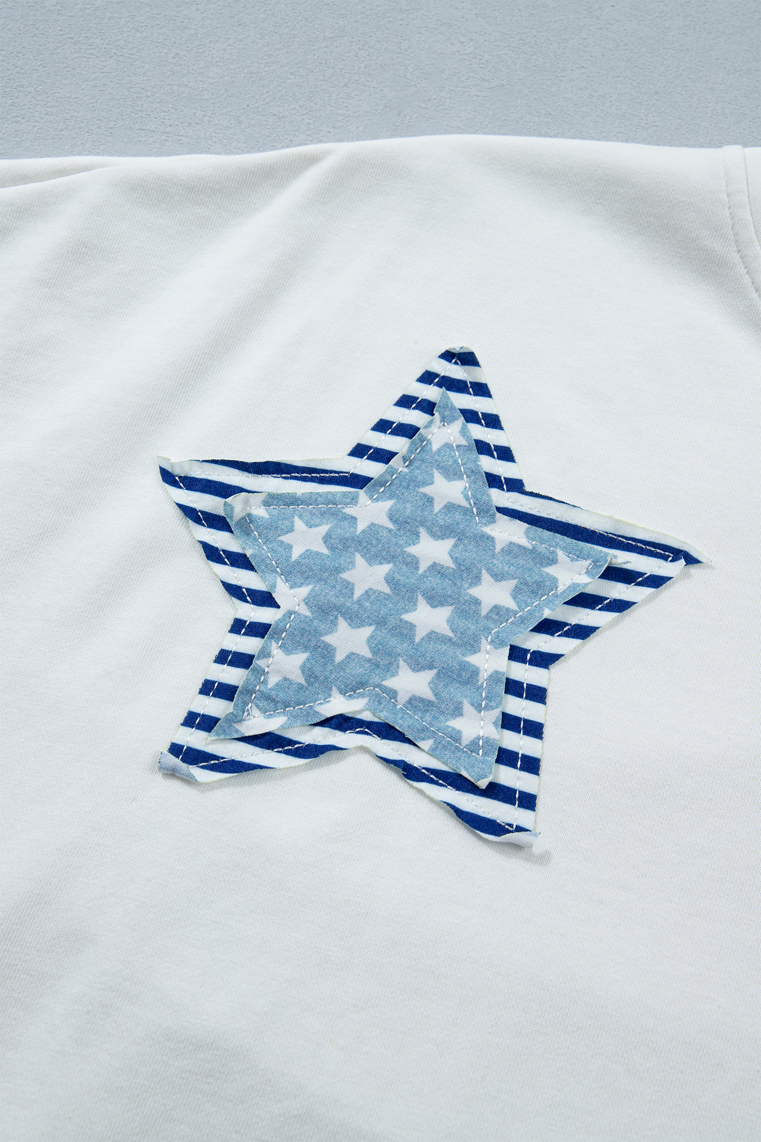 Women's Star Patch Mineral Washed Tee – V-Neck Casual Short Sleeve Top for Summer - Detail View 10