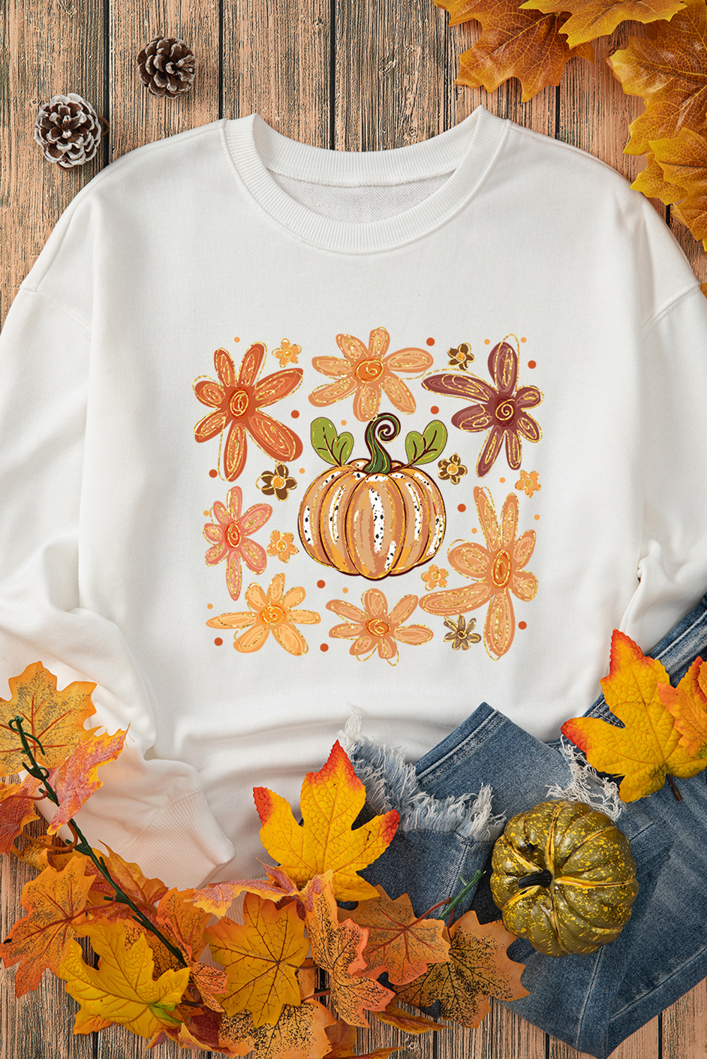 Casual Long Sleeve Sweatshirt for Women - Soft Cotton Blend with Unique Print - Detail View 3