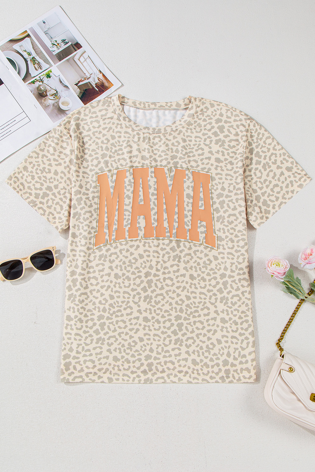 Casual Round Neck Short Sleeve T-Shirt with Wild Leopard Design for Everyday Fashion - Detail View 15