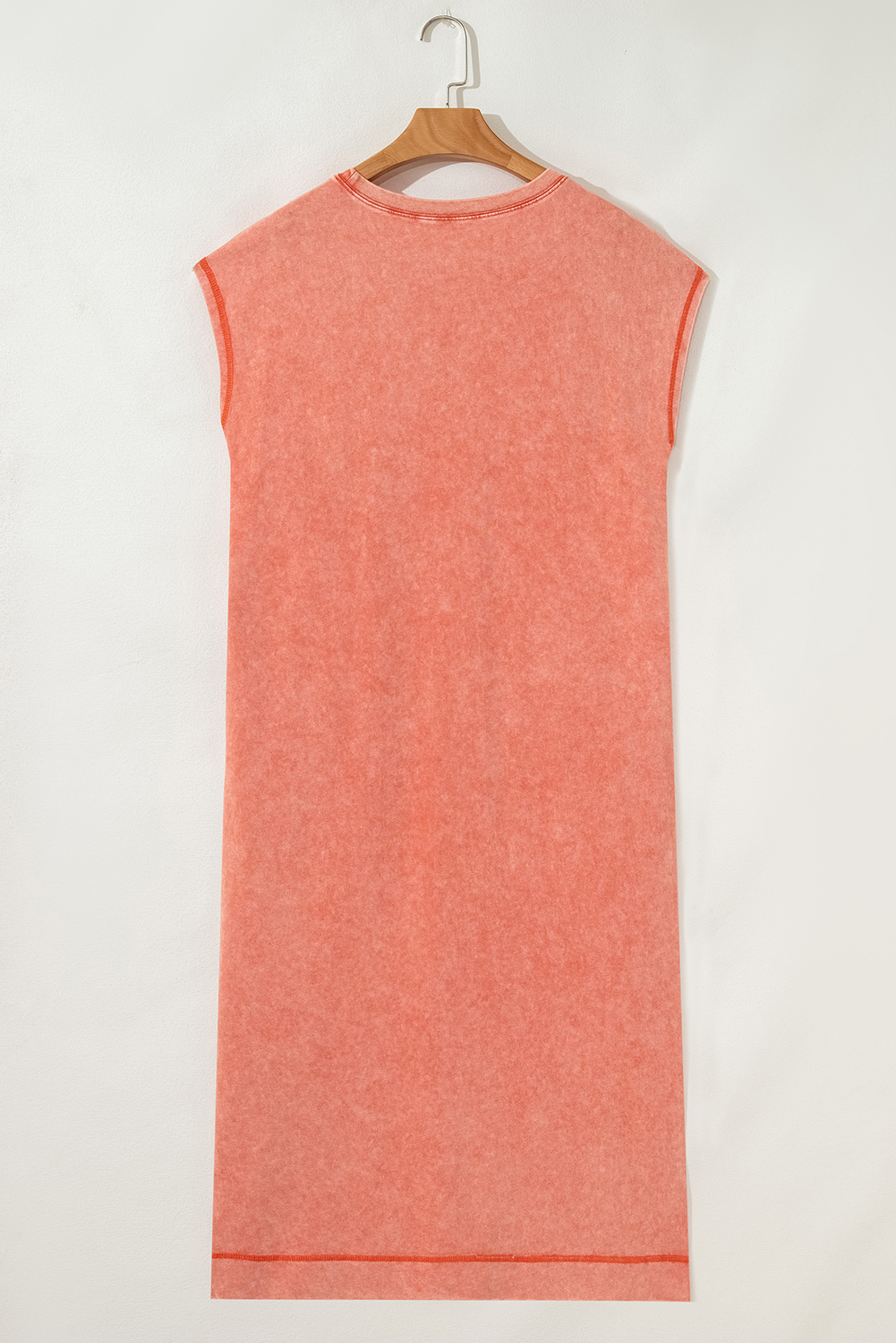 Versatile Everyday Wear: Women's Solid Color Long Dress in Carrot Mineral Wash - Detail View 7