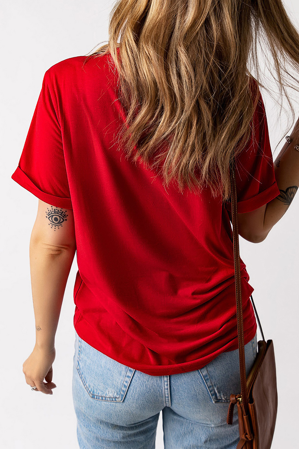 Chic Bow Pattern Red Graphic T-Shirt for Women - Perfect for Everyday Wear - Detail View 10