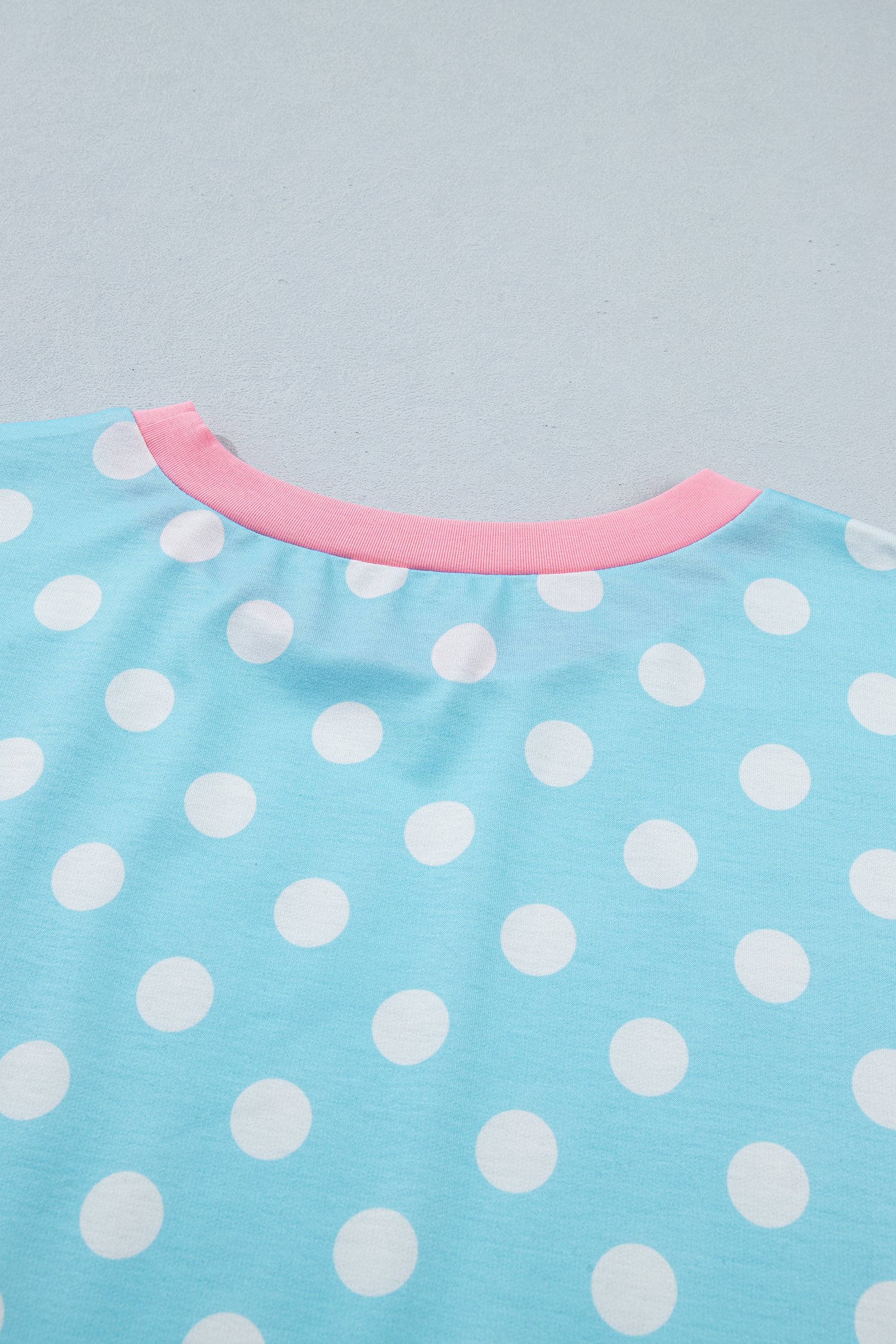 Women's Plus Size 2 Piece Short Set – Sky Blue Polka Dot Print Casual Summer Outfit - Detail View 10