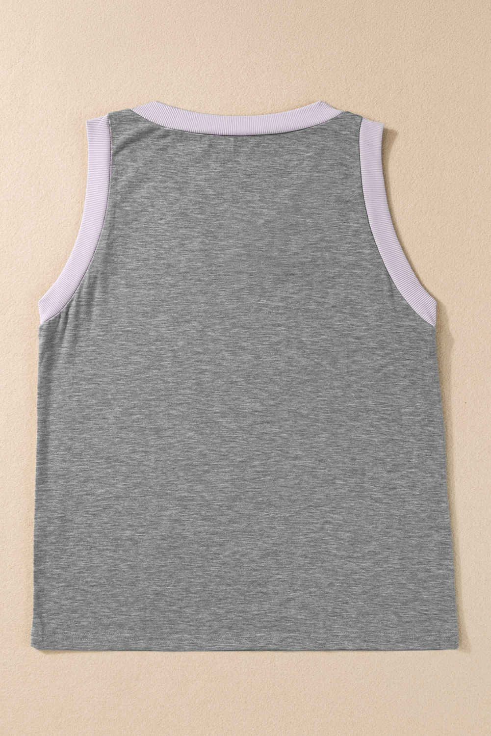 Eye-Catching Gray Sequin Graphic Tank Top with Ribbed Trim for Daily Wear - Detail View 6